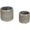 imageDII Planter Pot Collection DistressedWeathered Indoor ampamp Outdoor Cement for Plants or Flowers Small 39x394Large 625x625 Ancient Leaf 2 PieceModern Metallic