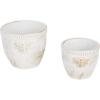 imageDII Planter Pot Collection DistressedWeathered Indoor ampamp Outdoor Cement for Plants or Flowers Small 39x394Large 625x625 Ancient Leaf 2 PieceWhite Washed Bee