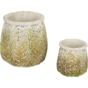 imageDII Planter Pot Collection DistressedWeathered Indoor ampamp Outdoor Cement for Plants or Flowers Small 39x394Large 625x625 Ancient Leaf 2 PieceAncient Leaf