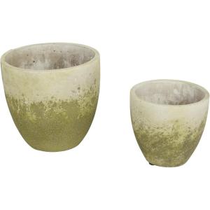 imageDII Planter Pot Collection DistressedWeathered Indoor ampamp Outdoor Cement for Plants or Flowers Small 39x394Large 625x625 Ancient Leaf 2 PieceMoss Green