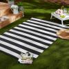 imageDII Outdoor Rug Collection Reversible Woven Polypropylene Plastic Straw Mat 4x6Feet Black ampamp WhiteBlack  White