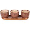 imageDII Ceramic Planter Collection Herb Pot Set Brown Round 13x75x45x4Brown Round
