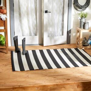 imageDII Outdoor Rug Collection Reversible Woven Polypropylene Plastic Straw Mat 4x6Feet Black ampamp WhiteBlack  White