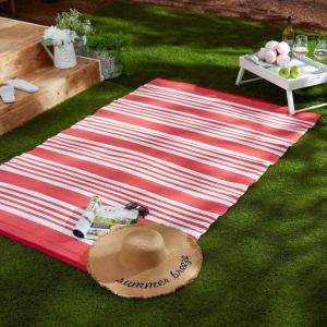 imageDII Outdoor Rug Collection Reversible Woven Polypropylene Plastic Straw Mat 4x6Feet Black ampamp WhiteCoral