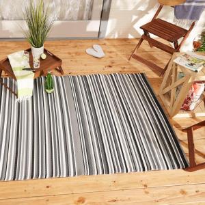imageDII Outdoor Rug Collection Reversible Woven Polypropylene Plastic Straw Mat 4x6Feet Black ampamp WhiteUrban Multitone