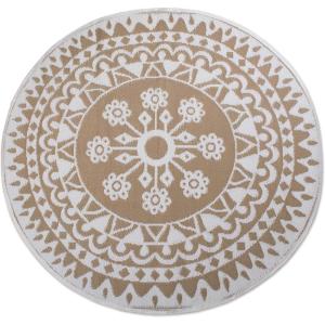 imageDII Outdoor Rugs Collection Reversible Woven 5 Round Taupe FloralTaupe Floral