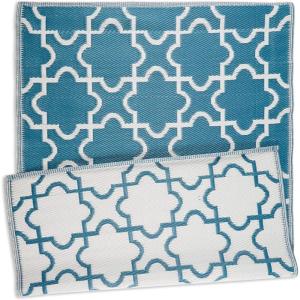 imageDII Reversible Outdoor Lattice Woven Rug 4x6 Ft BlueStorm Blue