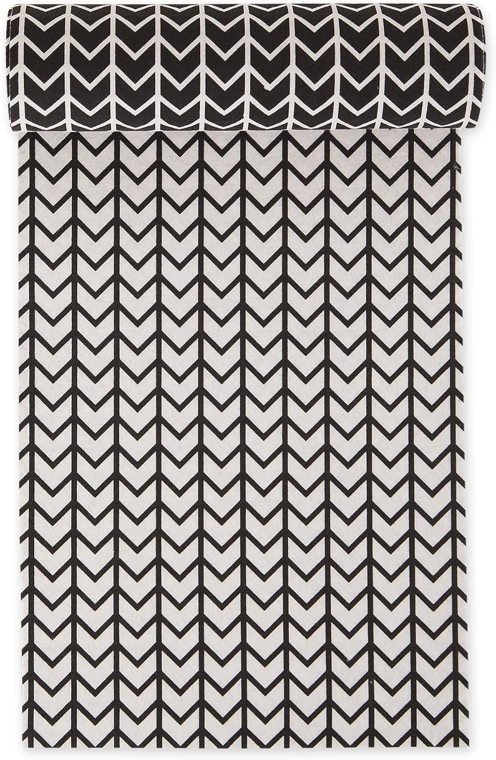 imageDII Fridge ampamp Shelf Liner Collection NonAdhesive Cut to fit Machine Washable 12x20 Aqua Dahlia 2 PieceBlack Herringbone