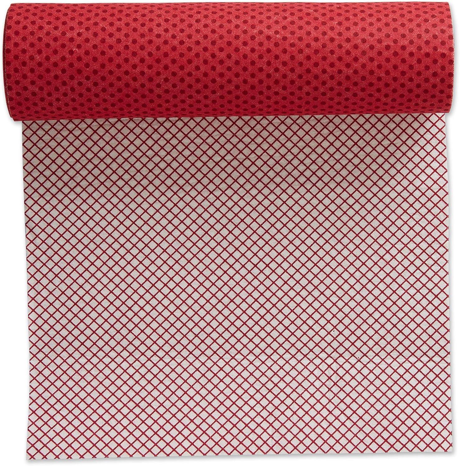 imageDII Fridge ampamp Shelf Liner Collection NonAdhesive Cut to fit Machine Washable 12x20 Aqua Dahlia 2 PieceTango Red Dots