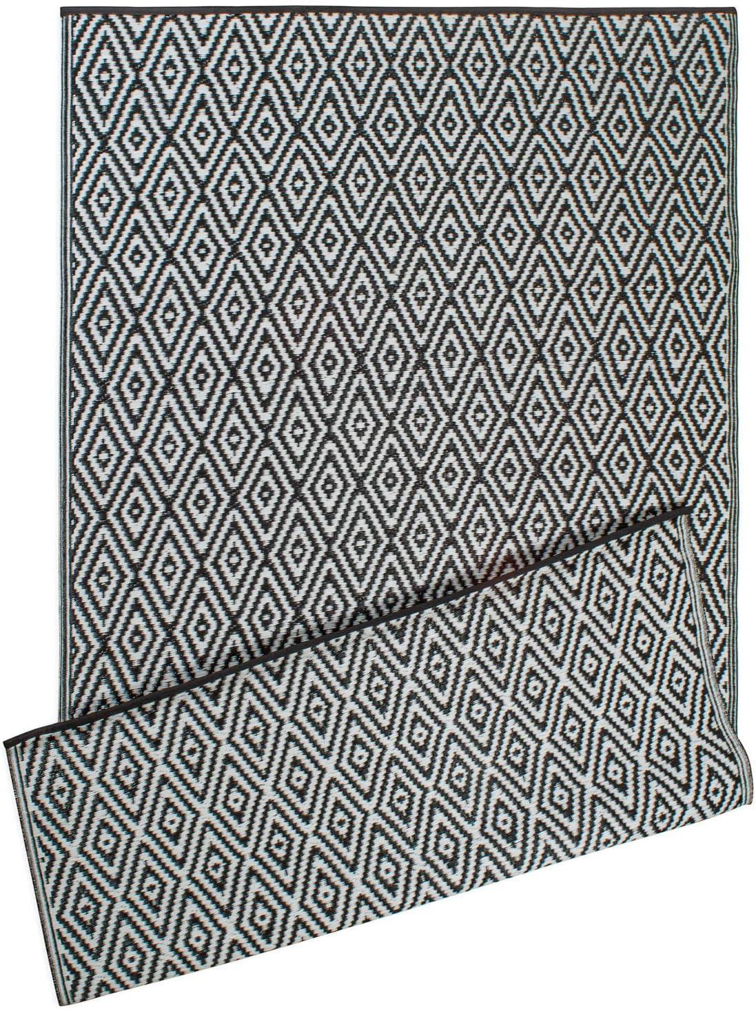 imageDII Reversible IndoorOutdoor Diamond Woven Rug 4x6 French BlueBlack