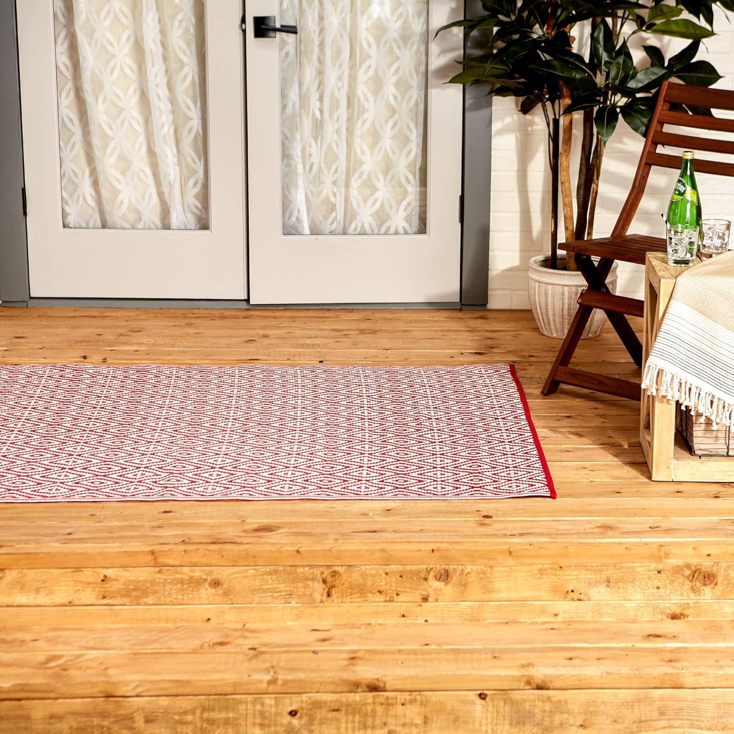 imageDII Reversible IndoorOutdoor Diamond Woven Rug 4x6 French BlueRust
