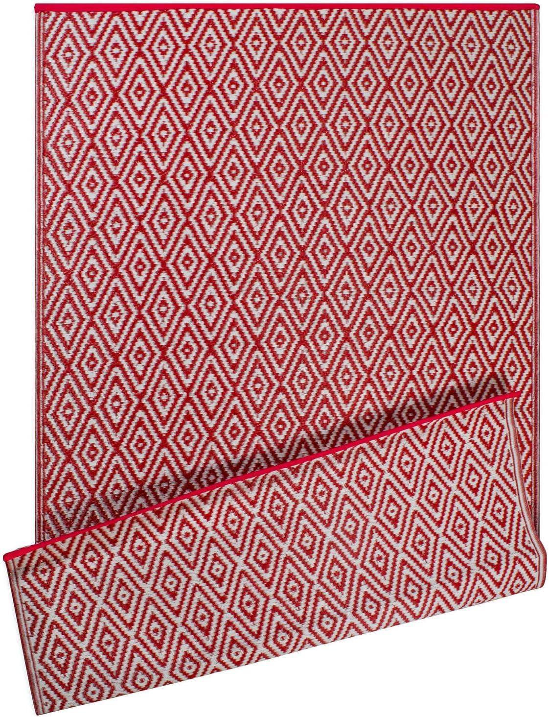 imageDII Reversible IndoorOutdoor Diamond Woven Rug 4x6 French BlueRust