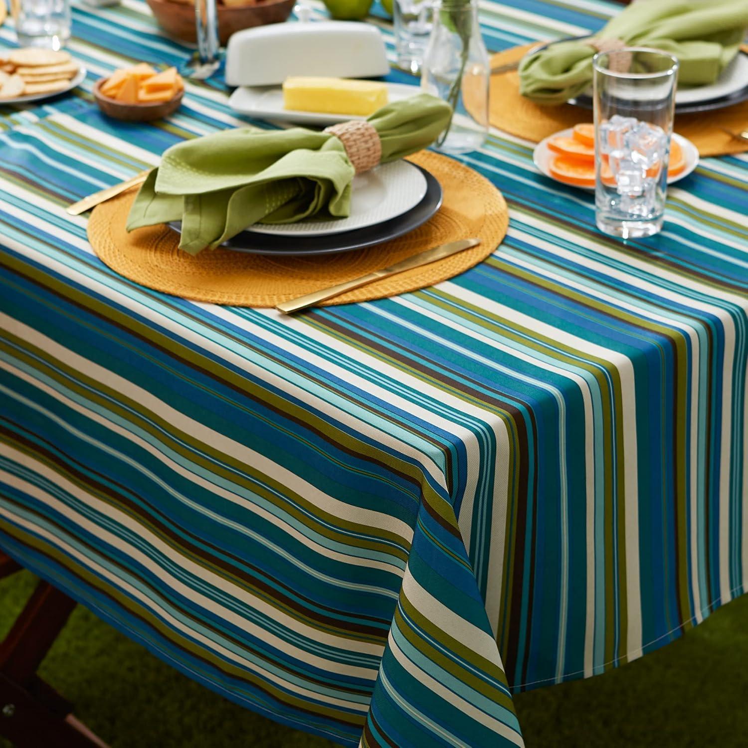 imageDII Summer Stripe Outdoor Tabletop Collection Multiuse Machine Washable Napkin Set 20x20 SunsetBeachy