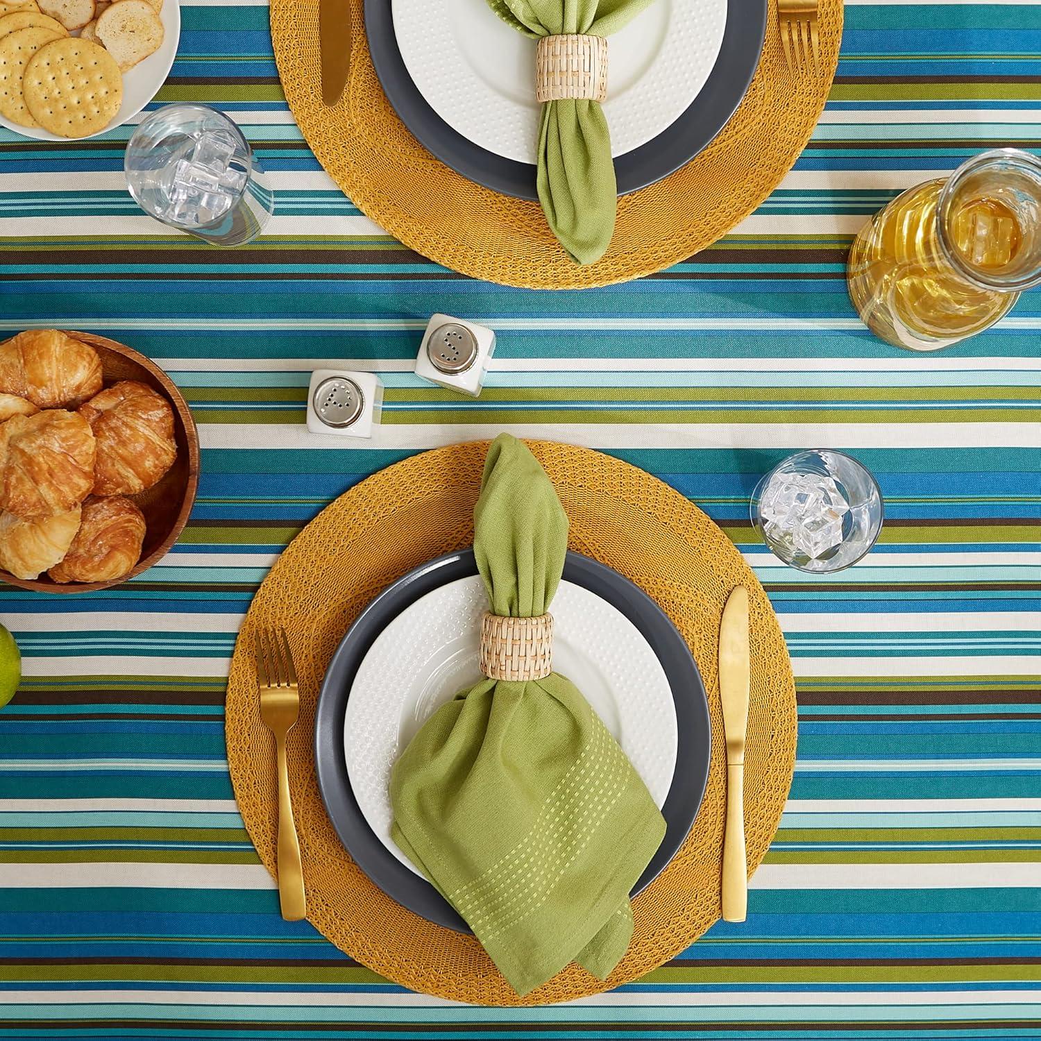 imageDII Summer Stripe Outdoor Tabletop Collection Multiuse Machine Washable Napkin Set 20x20 SunsetBeachy