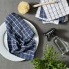 imageDII Basic Terry Collection Windowpane Dishcloth Set 12x12 Black 6 PieceFrench Blue
