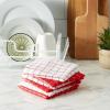 imageDII Basic Terry Collection Windowpane Dishcloth Set 12x12 Black 6 PieceRed
