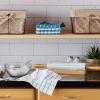 imageDII Basic Terry Collection Windowpane Dishcloth Set 12x12 Black 6 PieceStorm Blue