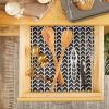 imageDII Fridge ampamp Shelf Liner Collection NonAdhesive Cut to fit Machine Washable 12x20 Aqua Dahlia 2 PieceBlack Herringbone