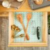 imageDII Fridge ampamp Shelf Liner Collection NonAdhesive Cut to fit Machine Washable 12x20 Aqua Dahlia 2 PieceBright Aqua Herringbone