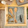 imageDII Fridge ampamp Shelf Liner Collection NonAdhesive Cut to fit Machine Washable 12x20 Aqua Dahlia 2 PieceGray Abstract Leaf