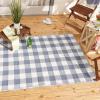 imageDII Outdoor Rugs Collection Reversible Buffalo Check 4x6 French BlueFrench Blue  White