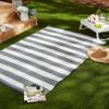 imageDII Outdoor Rug Collection Reversible Woven Polypropylene Plastic Straw Mat 4x6Feet Gray ampamp White