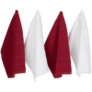 imageDII Basic Chef Collection Assorted Terry Kitchen Towel Set Dishcloth Set Gray 6 PieceBarn Red