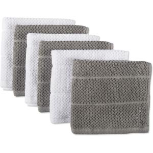 imageDII Basic Chef Collection Assorted Terry Kitchen Towel Set Dishcloth Set Gray 6 PieceGray