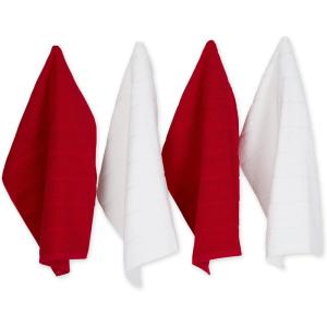 imageDII Basic Chef Collection Assorted Terry Kitchen Towel Set Dishcloth Set Gray 6 PieceTango Red