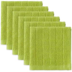imageDII Basic Terry Collection Solid Windowpane Dishcloth Set 12x12 Black 6 PieceAvocado