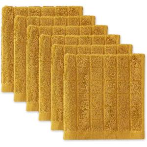 imageDII Basic Terry Collection Solid Windowpane Dishcloth Set 12x12 Black 6 PieceLemongrass