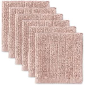 imageDII Basic Terry Collection Solid Windowpane Dishcloth Set 12x12 Black 6 PiecePale Mauve