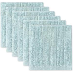 imageDII Basic Terry Collection Solid Windowpane Dishcloth Set 12x12 Black 6 PieceRobins Egg Blue