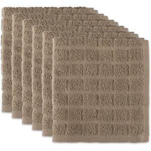 imageDII Basic Terry Collection Solid Windowpane Dishcloth Set 12x12 Black 6 PieceStone