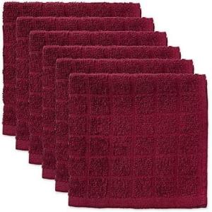 imageDII Basic Terry Collection Solid Windowpane Dishcloth Set 12x12 Black 6 PieceWine