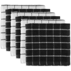 imageDII Basic Terry Collection Windowpane Dishcloth Set 12x12 Black 6 PieceBlack