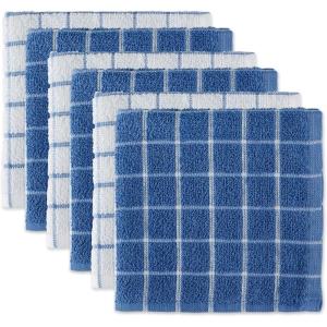 imageDII Basic Terry Collection Windowpane Dishcloth Set 12x12 Black 6 PieceBlueberry