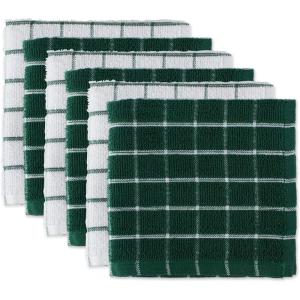 imageDII Basic Terry Collection Windowpane Dishcloth Set 12x12 Black 6 PieceDark Green