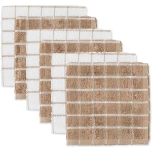 imageDII Basic Terry Collection Windowpane Dishcloth Set 12x12 Black 6 PieceStone