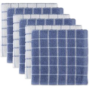 imageDII Basic Terry Collection Windowpane Dishcloth Set 12x12 Black 6 PieceStonewash Blue