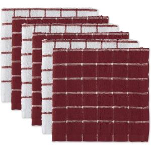 imageDII Basic Terry Collection Windowpane Dishcloth Set 12x12 Black 6 PieceWine