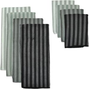 imageDII Cleaning Collection Microfiber Set Dishcloth and Dishtowel Set Gray Stripe 8 Piece