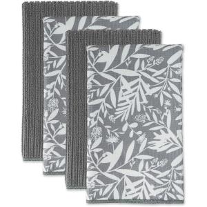 imageDII Cleaning Collection MultiPurpose Microfiber Aqua Chevron Dishtowel SetGray Floral