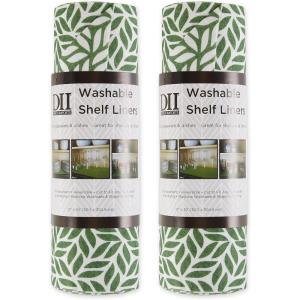 imageDII Fridge ampamp Shelf Liner Collection NonAdhesive Cut to fit Machine Washable 12x20 Aqua Dahlia 2 PieceArtichoke Green Abstract Leaf