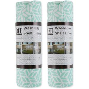imageDII Fridge ampamp Shelf Liner Collection NonAdhesive Cut to fit Machine Washable 12x20 Aqua Dahlia 2 PieceBright Aqua Abstract Leaf