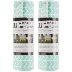 imageDII Fridge ampamp Shelf Liner Collection NonAdhesive Cut to fit Machine Washable 12x20 Aqua Dahlia 2 PieceBright Aqua Herringbone