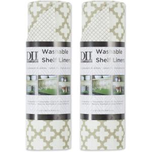 imageDII Fridge ampamp Shelf Liner Collection NonAdhesive Cut to fit Machine Washable 12x20 Aqua Dahlia 2 PieceCream Lattice