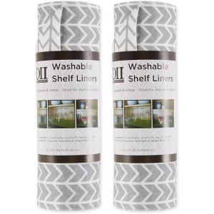 imageDII Fridge ampamp Shelf Liner Collection NonAdhesive Cut to fit Machine Washable 12x20 Aqua Dahlia 2 PieceGray Herringbone