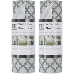 imageDII Fridge ampamp Shelf Liner Collection NonAdhesive Cut to fit Machine Washable 12x20 Aqua Dahlia 2 PieceGray Lattice