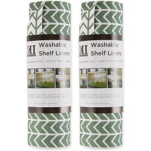 imageDII Fridge ampamp Shelf Liner Collection NonAdhesive Cut to fit Machine Washable 12x20 Aqua Dahlia 2 PieceHedge Green Herringbone